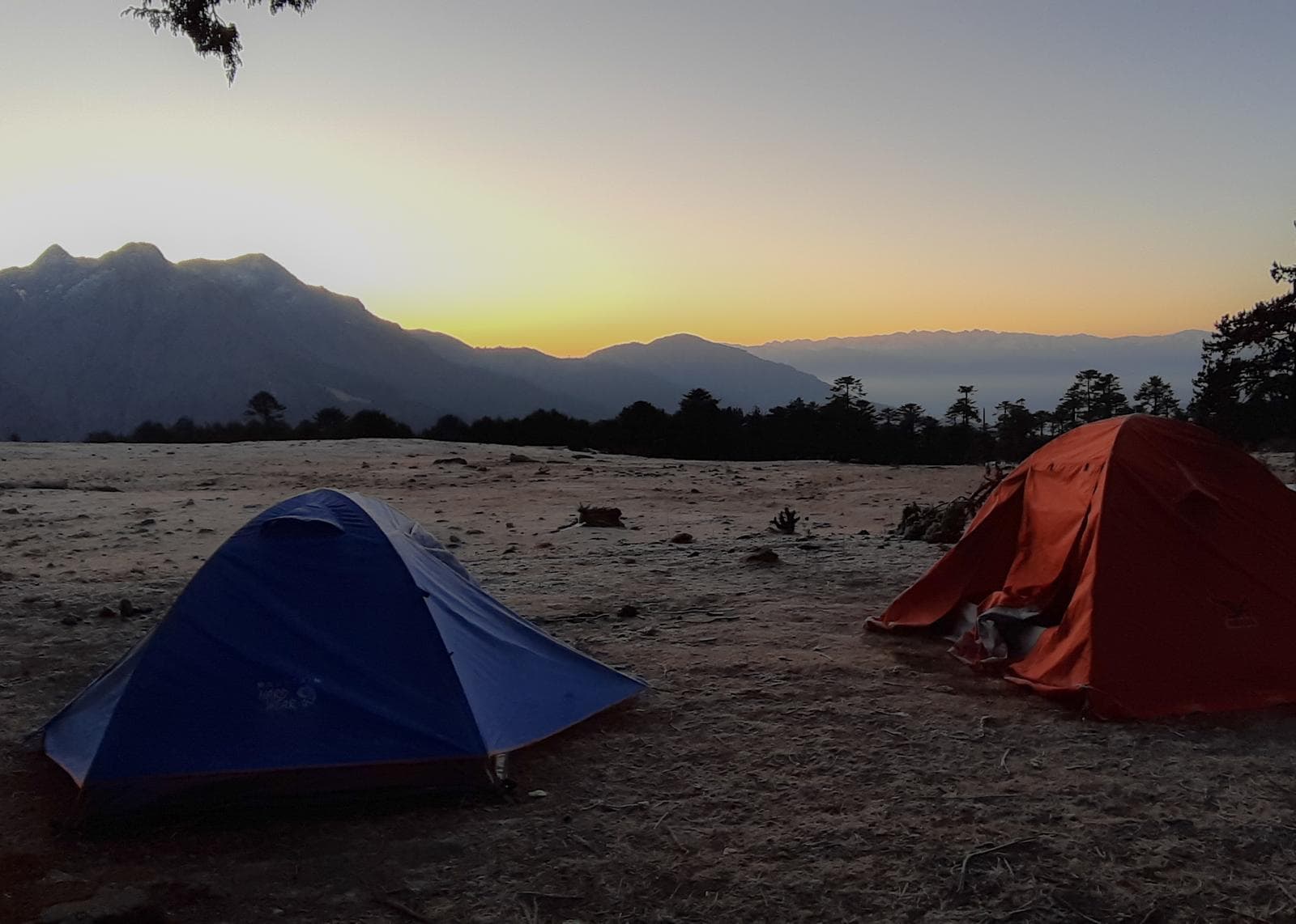 Jangothang camp below Jomolhari, blue hour